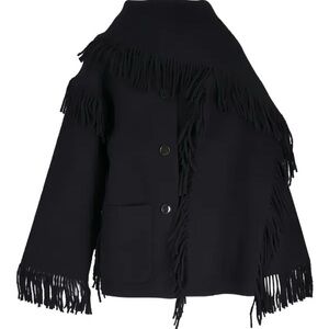 Toteme Black Fringed Cape Jacket